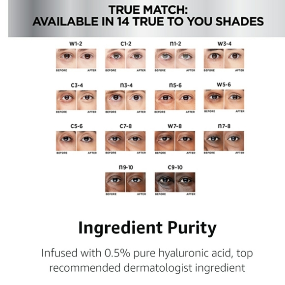 L'Oréal True Match Eye Cream Concealer, 0.5% Hyaluronic Acid, Deep C9-10, 0.4oz - Picture 11 of 12